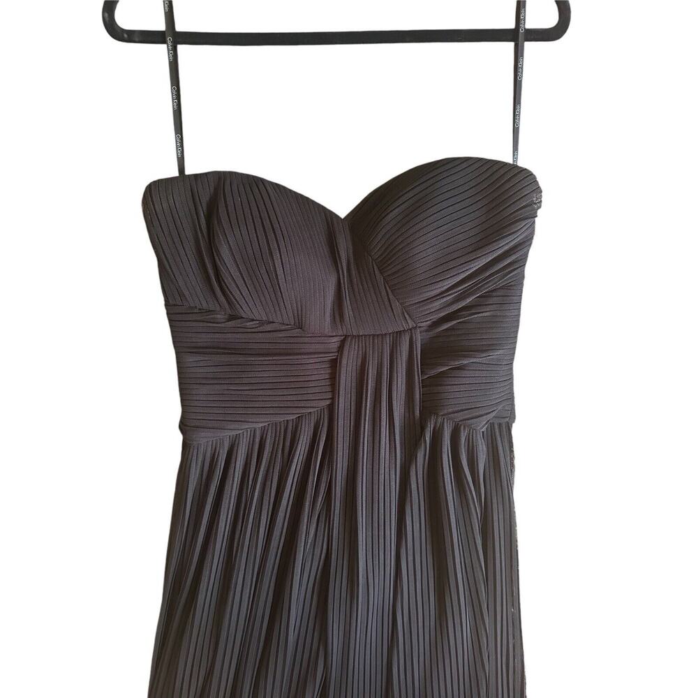 Calvin Klein Strapless Dress Size 10 Black Stretch Chiffon Evening Gown Formal - Picture 3 of 10